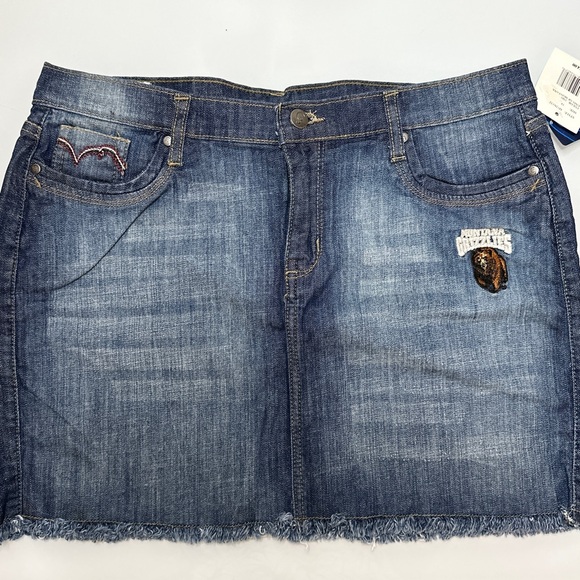 University of Montana Grizzlies Embroidered Denim Skirt 14 by Alyssa Milano - Picture 1 of 8